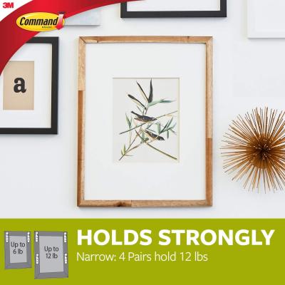 Command White Narrow Self Adhesive Damage-Free Picture Hanging Removable Strips Holds 12lbs/5.4Kg 17207-ES