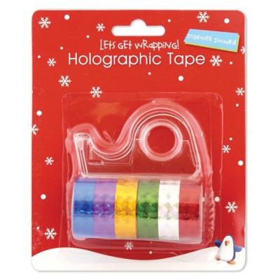 Tallon 6 Rolls Colourful Decorative Adhesive Glitter Holographic Tape Dispenser for Xmas Presents Crafts Scrap Book 3m x 12mm 8476