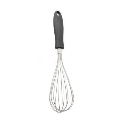 Mason Cash Kitchen Essentials Stainless Steel Anti-Scratch Balloon Whisk with Soft Grip Handle and Hanging Loop Silver and Black 30cm 2007.572