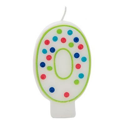 Unique Party Tall Durable Reusable Polka Dot Candle No. Zero for Birthdays Anniversaries and Other Special Occasions Multicolour 8cm 3-Inch 37300