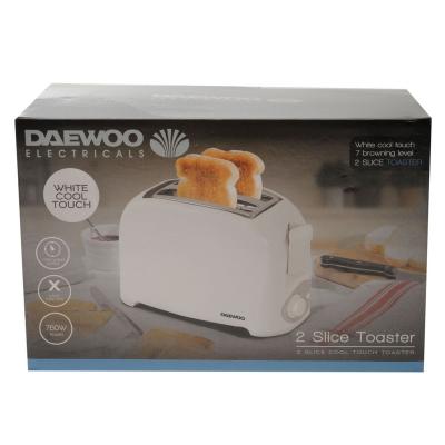 Daewoo White 2 Slice Toaster White