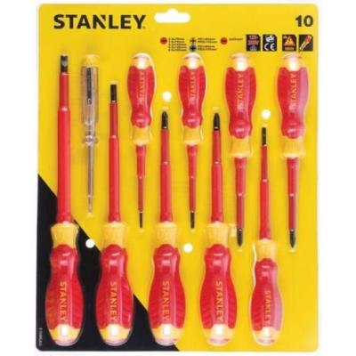 Stanley Fatmax VDE Insulated Screwdriver Pozi And Slotted Set Red and yellow 10Pk STHT60032-0
