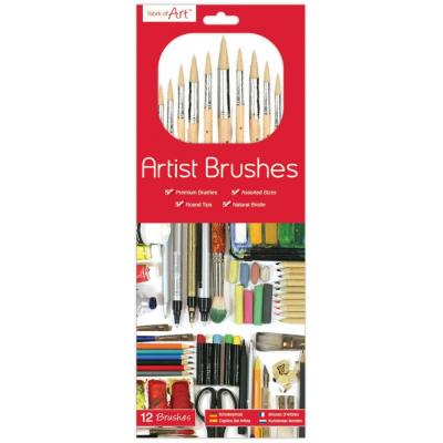 Tallon Work of Art Assorted Size Art Craft Paint Painting Brush Set Black 12Pk 2002916