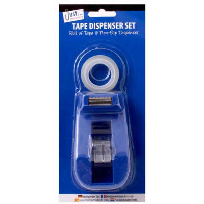 Tallon Just Stationery Non Slip Base Desktop Tape Dispenser With One Clear Tape Reel Blue W 2mm 6003