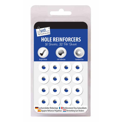 Tallon Just Stationery Hole Reinforcers 16 Sheets 32 Per Sheet Bright White Standard Size 593048