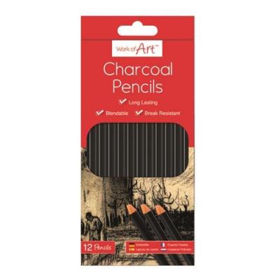 Tallon Work of Art Artist Charcoal Pencils Black 20 x 9 x 1cm 12Pk TAL05148