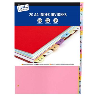 Tallon Just Stationery A4 Index Dividers Multicolor 297 Ã— 210 mm 20Pk 405948