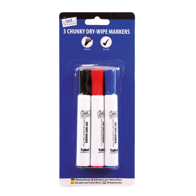 Tallon Just Stationery Chunky Dry Wipe Markers Set Multicolored 3Pk 114148