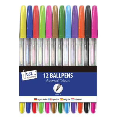 Tallon Just Stationery Multicoloured Ballpoint Pens Assorted Set of 12 1016