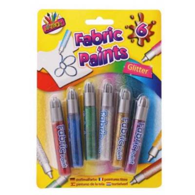 Tallon Artbox Glitter Fabric Paints Assorted 6Pk 2003654