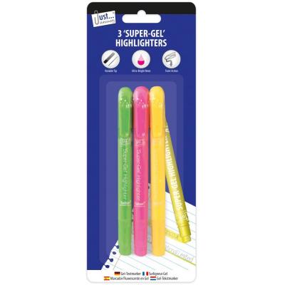Tallon Just Stationery Super Gel Highlighters Assorted 3Pk 2003493