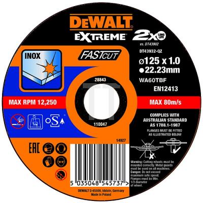 Dewalt Extreme Thin Fast Cut 125mm x 1mm DT43902