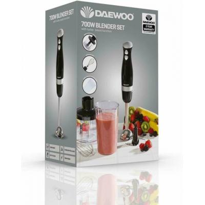 Daewoo Turbo Boost Function Stainless Steel Blade Hand Blender Set With Whisk Chopper And Jug Black And Silver 0.97Kg H 37 x W 6.4 x D 6.4cm 700W SDA1622