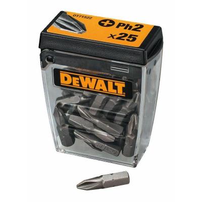 Dewalt Standard Phillips Screwdriver Bit Set With Plastic Case Black Ph2 x 25mm Pack of 25-Pieces DT71522 QZ 