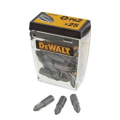 Dewalt Standard Phillips Screwdriver Bit Set With Plastic Case Black Ph2 x 25mm Pack of 25-Pieces DT71522 QZ