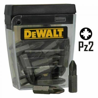 Dewalt Standard Phillips Screwdriver Bit Set With Plastic Case Black Pz2 x 25mm Pack of 25-Pieces DT71521 QZ