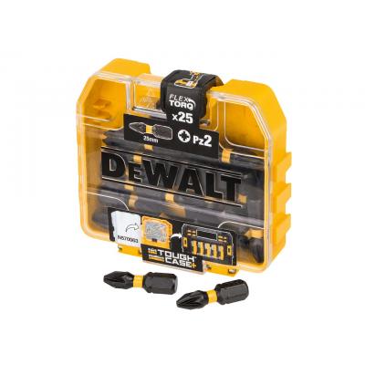 Dewalt Extreme Impact Torsion Screwdriver Bit Set With Plastic Case Black And Yellow Pz2 x 25mm Pack of 25-Pieces DT70716 QZ