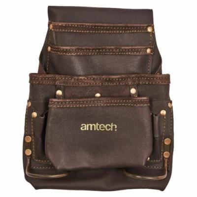 Amtech 4 Pocket Heavy Duty Leather Tool Pouch Brown N0860