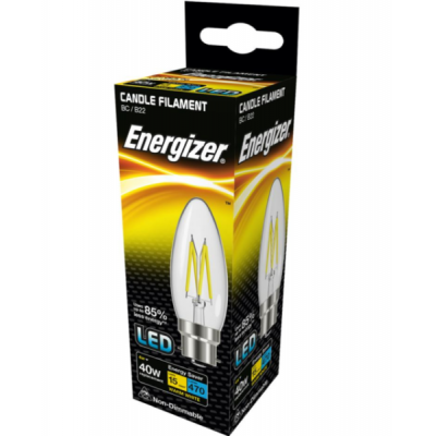 Energizer B22 470 Lumens Non Dimmable Candle Filament Led Bulb Warm White 4W S12868