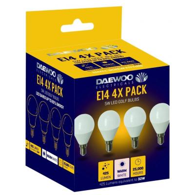 Daewoo Electricals E14 425 Lumen Led Golf Bulbs Warm White 5W Pack of 4-Pieces BLB1311