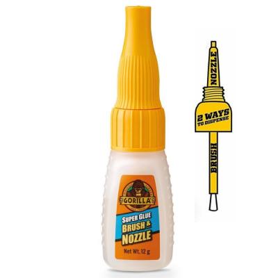 Gorilla Brush and Nozzle Super Glue White 12g 1580B | 10 Seconds Fast Setting | Impact Tough | Bonds Metal - Wood - Leather - Plastic - Porcelain- Ceramic - Rubber - Stone and More