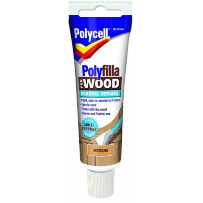 Polycell Polyfilla For Wood General Repairs Tube Medium Brown 75g 2085696