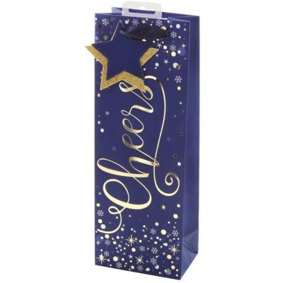 Design Group Text Premium Cheers Bottle Bag Navy Blue XAJGB73B