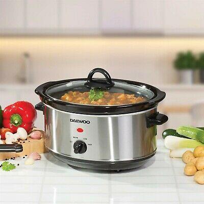 Daewoo Heavy Duty Stainless Steel 3 Heat Settings Slow Cooker Silver 3.5Ltr 190W SDA1364