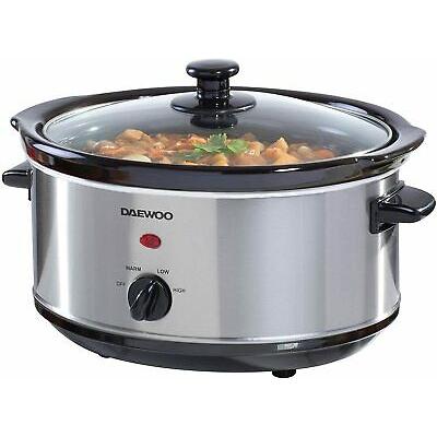 Daewoo Heavy Duty Stainless Steel 3 Heat Settings Slow Cooker Silver 3.5Ltr 190W SDA1364