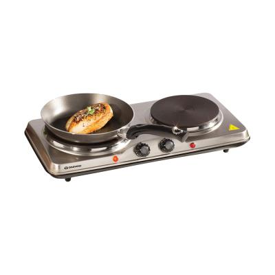 Daewoo Non Slip Feet Double Hot Plate With Dual Thermostatic Controls Silver H 8 x W x 46.8 x D 25.5cm 2500W SDA1732