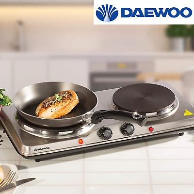 Daewoo Non Slip Feet Double Hot Plate With Dual Thermostatic Controls Silver H 8 x W x 46.8 x D 25.5cm 2500W SDA1732