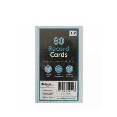 Design Group Double Sided School Home and Office Use Narrow Ruled 80 Record Cards White 120 x 75mm REVC