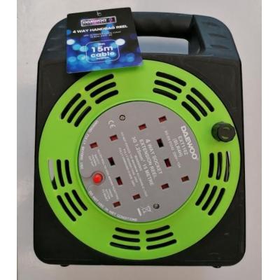 Daewoo 4 Gang Handbag Reel With Cable Multicoloured 13Amp 15m EXT1102