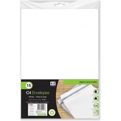 Design Group Peel and Seal C4 Envelopes White 9 x 13-Inch 15-Piece ENVL 1