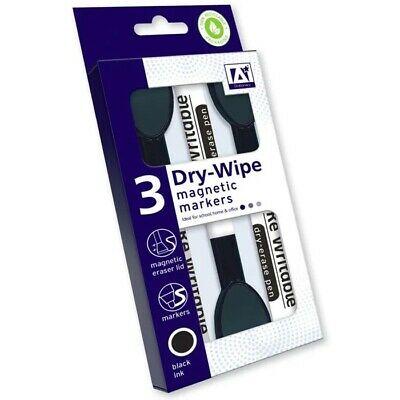 Design Group Dry-Wipe Magnetic Markers Black Ink White and Black 3Pk DMAR