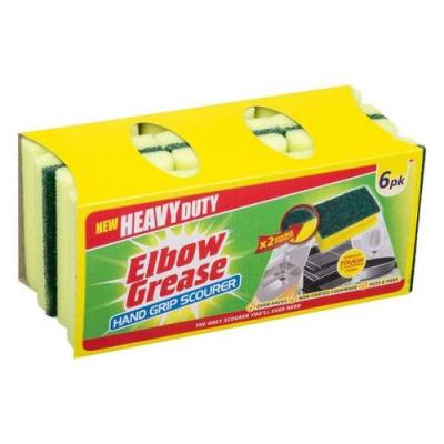 151 Heavy Duty Elbow Grease Kitchen Hand Scourer Set Yellow and Black 6Pk EG41