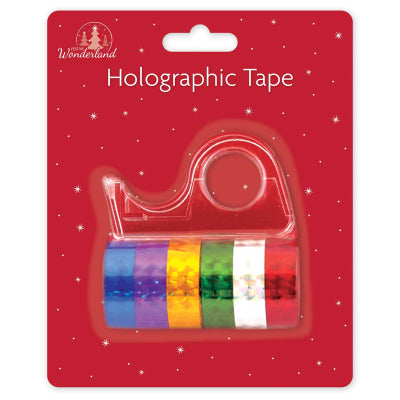 Tallon Holographic Tape with Dispenser Set Multicoloured 3Mtr x 12mm 6Pk CV24QP