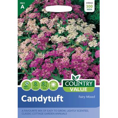 Fothergills Country Value Price Band A Fairy Mixed Candytuft Flower Seeds Multicolour Pack of 300-Seeds 13114