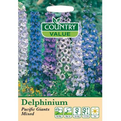 Fothergills Country Value Price Band A Pacific Giants Mixed Delphinium Flower Seeds Multicolour Pack of 60-Seeds 13121