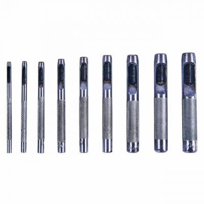 Amtech Hollow Punch Set Silver Set of 9 H1850 | Strong Heat Treated Carbon Steel | Non Slip Grip | For Use with Soft Materials