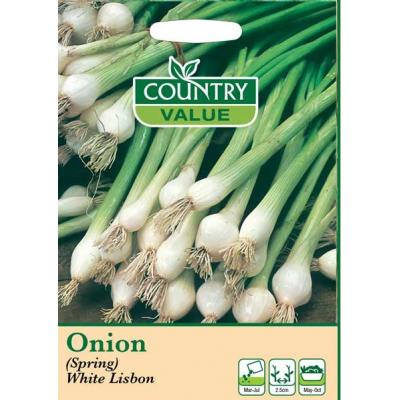 Country Value Price Band A Quick Growing Mild Flavour Spring White Lisbon Onion Vegetable Seeds Green Pack of 650