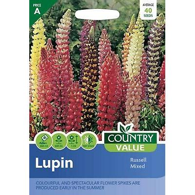 Country Value Price Band A Russell Mixed Lupin Flower Seeds Assorted Colours Pack of 40