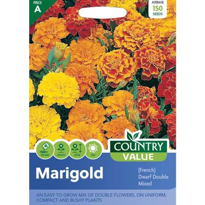 Country Value Price Band A French Dwarf Double Mixed Marigold Flower Seeds Multicolour Pack of 150