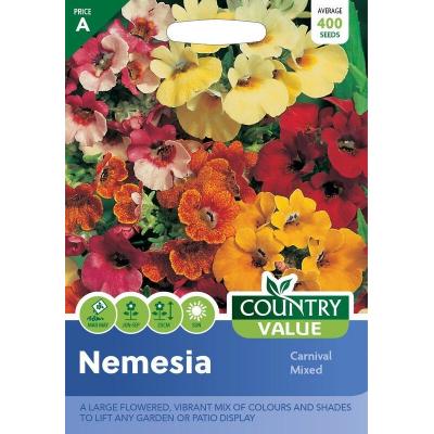 Country Value Price Band A Carnival Mixed Nemesia Flower Seeds Assorted Colour Large Pack of 400