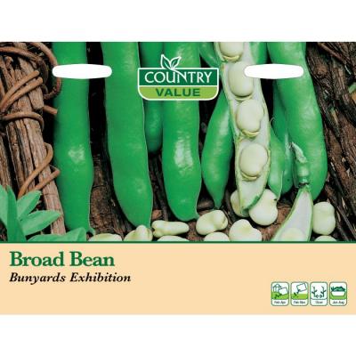 Country Value Price Band B Longpod Variety Bunyards Exhibition Broad Bean Vegetable Seeds Green Pack of 25 