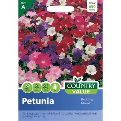 Country Value Price Band A Bedding Mixed Petunia Flower Seeds Assorted Colours Pack of 650