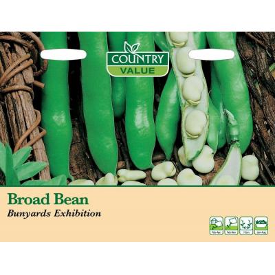 Country Value Price Band B The Sutton Broad Bean Vegetable Seeds Green and White Pack of 35