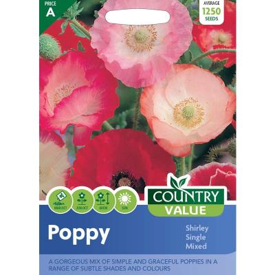 Country Value Price Band A Shirley Single Mixed Poppy Flower Seeds Assorted Colours 60cm Pack of 1250