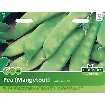 Country Value Price Band B Oregon Sugar Pod Pea Mangetout Vegetable Seeds Green Pack of 60