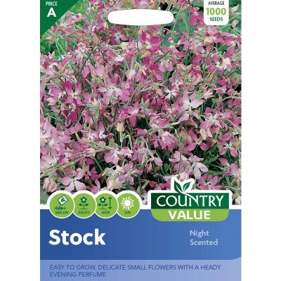 Country Value Price Band A Easy to Grow Night Scented Stock Flower Seeds Multicolour Grow up to 30cm Pack of 1000